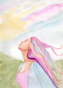 Goddess of the Dawn - watercolour by Rachel Fowler-Keene